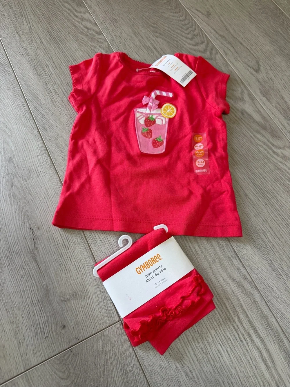 Gymboree Girls' Bright Red Strawberry Drink Tee
